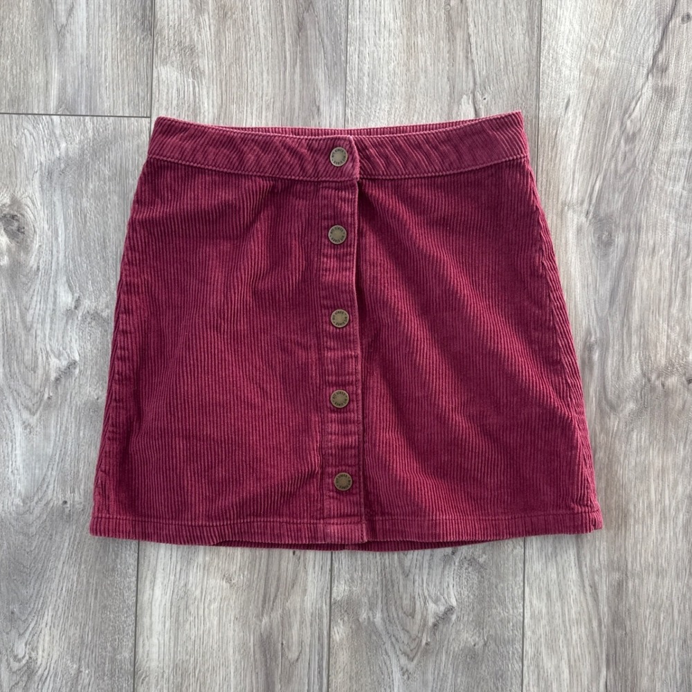 Art Class Kids Girls Burgundy Corduroy Button Front A-Line Mini Skirt Size L